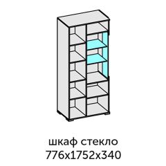 Аллегро-10 Шкаф 2дв. (со стеклом) (дуб крафт золотой-камень темный) в Снежинске - snezhinsk.mebel24.online | фото 2