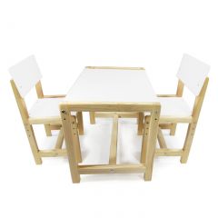 Детский растущий комплект стол и два стула  Я САМ "Лофт" (Белый, Сосна) в Снежинске - snezhinsk.mebel24.online | фото
