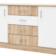 БЕАТРИС Комод К1400 (Дуб Сонома/Белый глянец) в Снежинске - snezhinsk.mebel24.online | фото