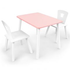 Комплект детской мебели стол и два стула Корона  (Розовый/Белый/Белый) в Снежинске - snezhinsk.mebel24.online | фото