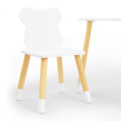 Комплект детской мебели стол и два стула Мишутка (Белый/Белый/Береза) в Снежинске - snezhinsk.mebel24.online | фото