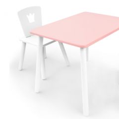 Комплект детской мебели стол и стул Корона (Розовый/Белый/Белый) в Снежинске - snezhinsk.mebel24.online | фото
