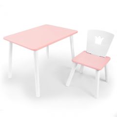 Комплект детской мебели стол и стул Корона (Розовый/Розовый/Белый) в Снежинске - snezhinsk.mebel24.online | фото