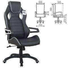 Кресло компьютерное BRABIX Techno Pro GM-003 (экокожа черное/серое, вставки серые) 531814 в Снежинске - snezhinsk.mebel24.online | фото 1
