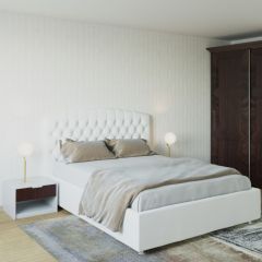 Кровать Берлин с ПМ 1400 (экокожа белая) в Снежинске - snezhinsk.mebel24.online | фото