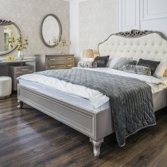 Кровать Мокко 1600 с мягким изголовьем + основание (серый камень) в Снежинске - snezhinsk.mebel24.online | фото