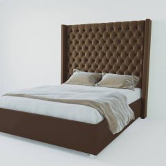 Кровать Версаль ЛЮКС с ПМ 1200 (экокожа коричневая) в Снежинске - snezhinsk.mebel24.online | фото
