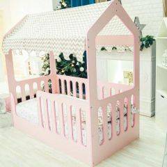 Кровать-домик без ящика 800*1600 (Розовый) в Снежинске - snezhinsk.mebel24.online | фото