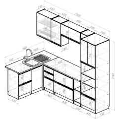 Кухонный гарнитур Адажио мега прайм 1500 х 2700 мм в Снежинске - snezhinsk.mebel24.online | фото 2