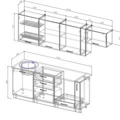 Кухонный гарнитур Вегас 2550 (Стол. 26мм) в Снежинске - snezhinsk.mebel24.online | фото 2
