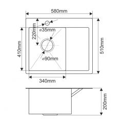 Мойка HD5851L MELANA ProfLine 3,0/200 САТИН врезная прямоугольная с коландером HD5851L в Снежинске - snezhinsk.mebel24.online | фото 2