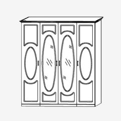 Прованс-2 Шкаф 4-х дверный с 2 зеркалами (Итальянский орех/Груша с платиной черной) в Снежинске - snezhinsk.mebel24.online | фото