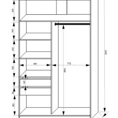 Шкаф-купе 1400 серии SOFT D1+D3+B2+PL1 (2 ящика+1штанга) профиль «Графит» в Снежинске - snezhinsk.mebel24.online | фото 3
