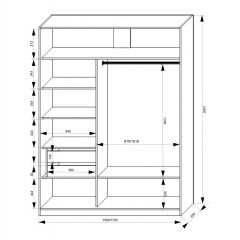 Шкаф-купе 1500 серии NEW CLASSIC K2+K2+B2+PL2(2 ящика+1 штанга+1 полка) профиль «Капучино» в Снежинске - snezhinsk.mebel24.online | фото 3