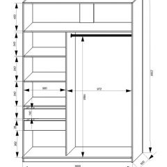 Шкаф-купе 1600 серии SOFT D1+D3+B2+PL1 (2 ящика+1штанга) профиль «Графит» в Снежинске - snezhinsk.mebel24.online | фото 4