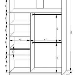 Шкаф-купе 1600 серии SOFT D8+D2+B2+PL4 (2 ящика+F обр.штанга) профиль «Графит» в Снежинске - snezhinsk.mebel24.online | фото 2
