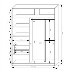 Шкаф-купе 1700 серии NEW CLASSIC K4+K4+B2+PL4 (2 ящика+F обр. штанга) профиль «Капучино» в Снежинске - snezhinsk.mebel24.online | фото 3