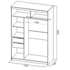 Шкаф-купе №19 Серия 3 Квадро (1700) Ясень Анкор светлый в Снежинске - snezhinsk.mebel24.online | фото 4