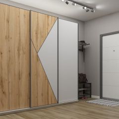 Шкаф-купе 2100 серии SOFT D2+D7+D3+B22+PL2 (по 2 ящика лев/прав+1штанга+1полка) профиль «Графит» в Снежинске - snezhinsk.mebel24.online | фото