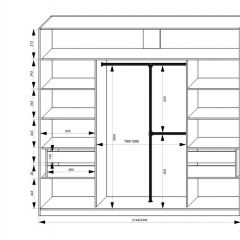 Шкаф-купе 2150 серии NEW CLASSIC K4+K4+K4+B22+PL4(по 2 ящика лев/прав+F обр.штанга) профиль «Капучино» в Снежинске - snezhinsk.mebel24.online | фото 3