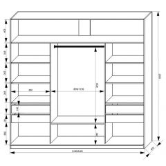 Шкаф-купе 2400 серии SOFT D2+D7+D3+B22+PL2 (по 2 ящика лев/прав+1штанга+1полка) профиль «Графит» в Снежинске - snezhinsk.mebel24.online | фото 3