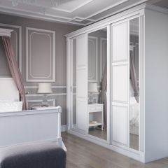 Шкаф-купе 2450 серии NEW CLASSIC K6Z+K1+K6+B22+PL2 (по 2 ящика лев/прав+1 штанга+1 полка) профиль «Капучино» в Снежинске - snezhinsk.mebel24.online | фото