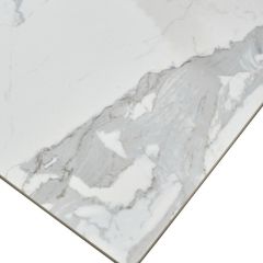 Стол CREMONA 140 HIGH GLOSS STATUARIO Белый мрамор глянцевый, керамика/ белый каркас, ®DISAUR в Снежинске - snezhinsk.mebel24.online | фото 5