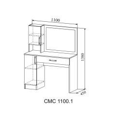 СОФИ Стол макияжный СМС 1100.1 с зеркалом (дуб сонома/белый) в Снежинске - snezhinsk.mebel24.online | фото 2