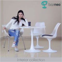 Стул Barneo N-8 Tulip style белый с белой подушкой в Снежинске - snezhinsk.mebel24.online | фото 2