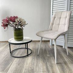 Стул CHIC HE622-01/ HE622-05 топленое молоко, ткань/ белый каркас М-City в Снежинске - snezhinsk.mebel24.online | фото 4