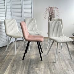 Стул ELVIS WZ2042-01 молочный фактурный велюр / белый каркас М-City в Снежинске - snezhinsk.mebel24.online | фото 2