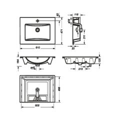 Умывальник мебельный "Quadro 60" Sanita Luxe в Снежинске - snezhinsk.mebel24.online | фото 4