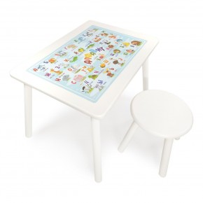 Детский комплект стол и табурет круглый Rolti Baby с накладкой Алфавит (белая столешница/белое сиденье/белые ножки) в Снежинске - snezhinsk.mebel24.online | фото 1
