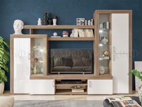 СТАС Гостиная (МДФ) Белый глянец/дуб сонома в Снежинске - snezhinsk.mebel24.online | фото 3