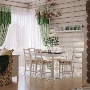 Комлект Вествик обеденный стол и четыре стула, массив сосны, цвет белый в Снежинске - snezhinsk.mebel24.online | фото