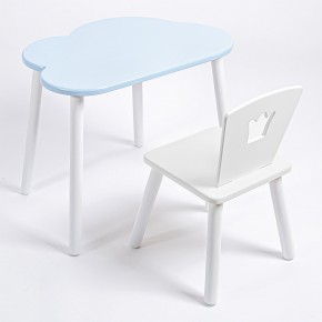 Комплект детский стол ОБЛАЧКО и стул КОРОНА ROLTI Baby (голубая  столешница/белое сиденье/белые ножки) в Снежинске - snezhinsk.mebel24.online | фото 1