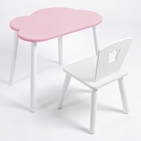 Комплект детский стол ОБЛАЧКО и стул КОРОНА ROLTI Baby (розовая столешница/белое сиденье/белые ножки) в Снежинске - snezhinsk.mebel24.online | фото