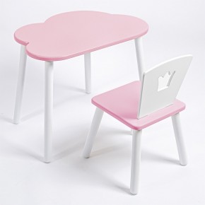 Комплект детский стол ОБЛАЧКО и стул КОРОНА ROLTI Baby (розовая столешница/розовое сиденье/белые ножки) в Снежинске - snezhinsk.mebel24.online | фото
