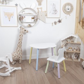 Комплект детский стол ОБЛАЧКО и стул МИШКА ROLTI Baby (белая столешница/белое сиденье/цветные ножки) в Снежинске - snezhinsk.mebel24.online | фото