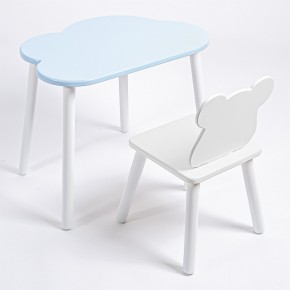 Комплект детский стол ОБЛАЧКО и стул МИШКА ROLTI Baby (голубая столешница/белое сиденье/белые ножки) в Снежинске - snezhinsk.mebel24.online | фото