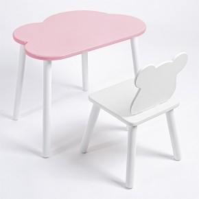 Комплект детский стол ОБЛАЧКО и стул МИШКА ROLTI Baby (розовая столешница/белое сиденье/белые ножки) в Снежинске - snezhinsk.mebel24.online | фото