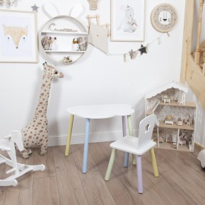 Комплект детский стол ОБЛАЧКО и стул ЗВЕЗДА ROLTI Baby (белая столешница/белое сиденье/цветные ножки) в Снежинске - snezhinsk.mebel24.online | фото