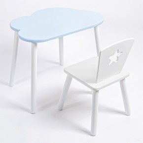Комплект детский стол ОБЛАЧКО и стул ЗВЕЗДА ROLTI Baby (голубая столешница/белое сиденье/белые ножки) в Снежинске - snezhinsk.mebel24.online | фото