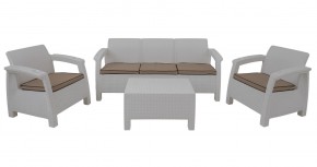 Комплект уличной мебели Yalta Premium Terrace Triple Set (Ялта) белый (+подушки под спину) в Снежинске - snezhinsk.mebel24.online | фото