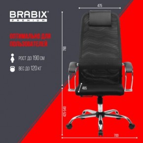 Кресло BRABIX PREMIUM "Ultimate EX-800" хром, плотная двойная сетка Х2, черное, 532911 в Снежинске - snezhinsk.mebel24.online | фото 6