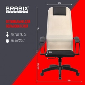 Кресло BRABIX PREMIUM "Ultimate EX-800" пластик, плотная двойная сетка Х2, черное/бежевое, 532916 в Снежинске - snezhinsk.mebel24.online | фото 6