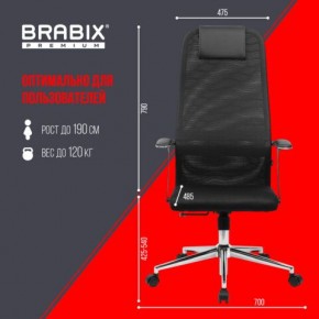 Кресло BRABIX PREMIUM "Ultimate EX-801" хром, плотная двойная сетка Х2, черное, 532917 в Снежинске - snezhinsk.mebel24.online | фото 7