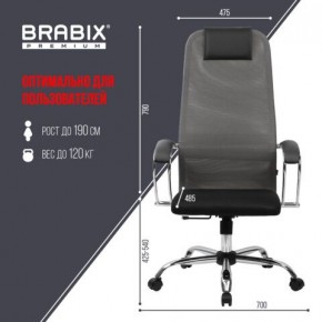 Кресло офисное BRABIX PREMIUM "Ultimate EX-800" хром, плотная двойная сетка Х2, черное/серое, 532912 в Снежинске - snezhinsk.mebel24.online | фото 3