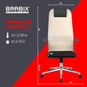 Кресло офисное BRABIX PREMIUM "Ultimate EX-801" хром, плотная двойная сетка Х2, черное/бежевое, 532919 в Снежинске - snezhinsk.mebel24.online | фото 6