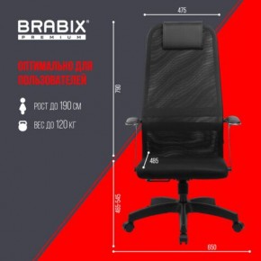 Кресло офисное BRABIX PREMIUM "Ultimate EX-801" пластик, плотная двойная сетка Х2, черное, 532922 в Снежинске - snezhinsk.mebel24.online | фото 5